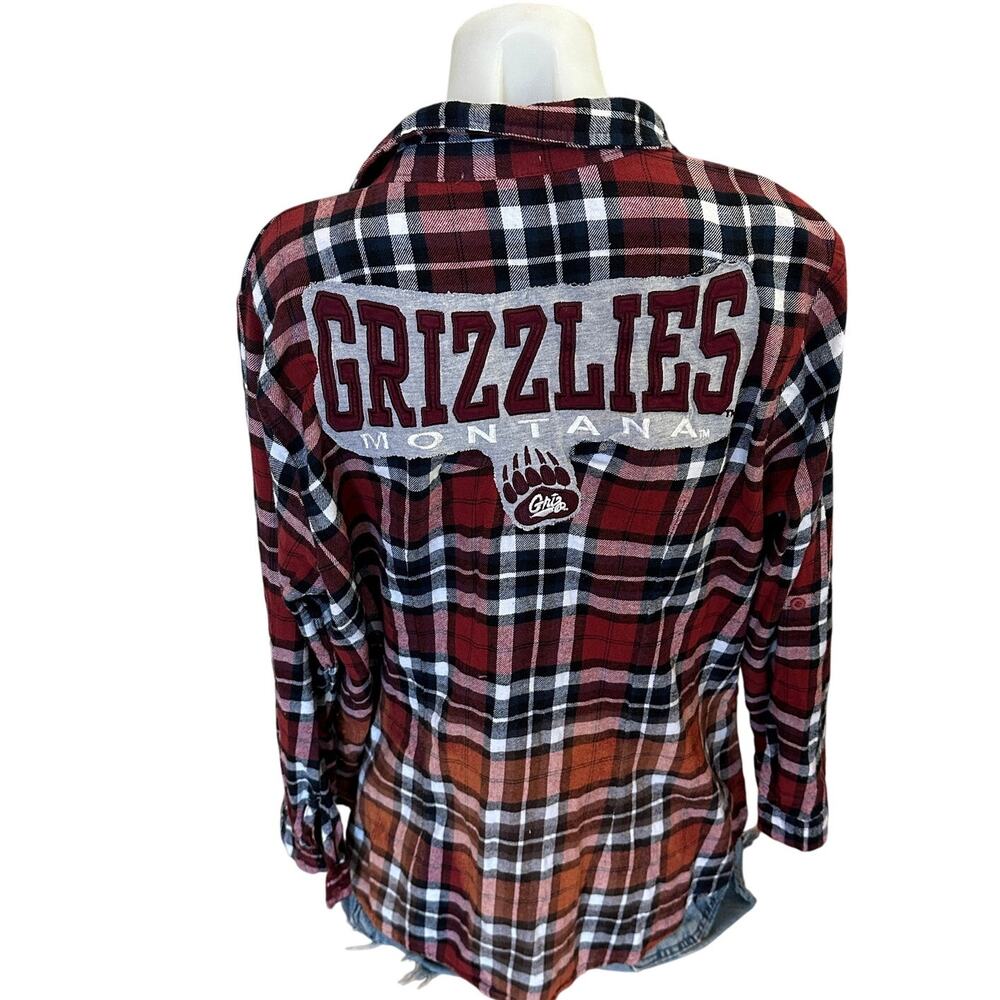 University of Montana Grizzlies Plaid Flannel Shirt XXL Oversize Football Griz